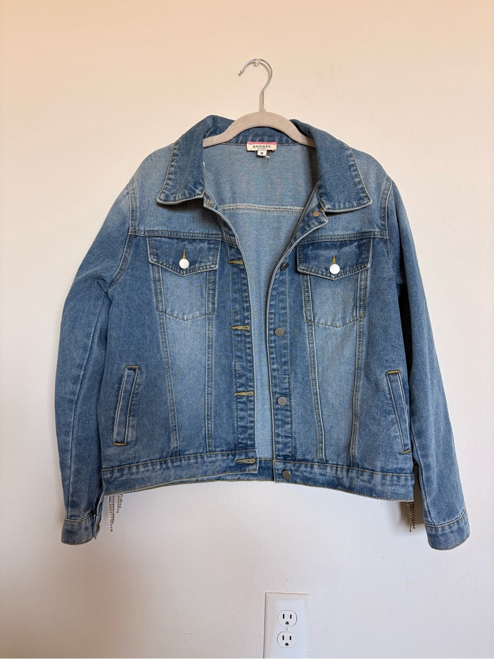 Andree By Unit Rhinestone Fringe Denim Jacket- size M - Picture 4 of 10